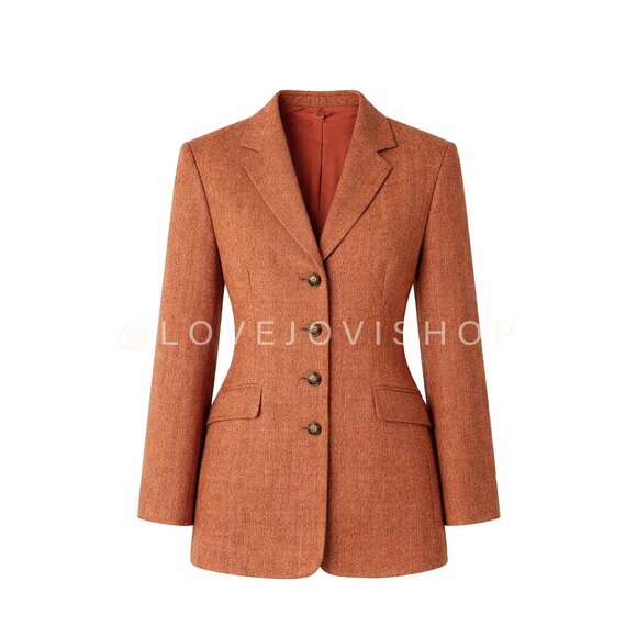 BlazerPiazza Sempione Burnt Orange Tweed Single BreastedAcademia Prep Luxe